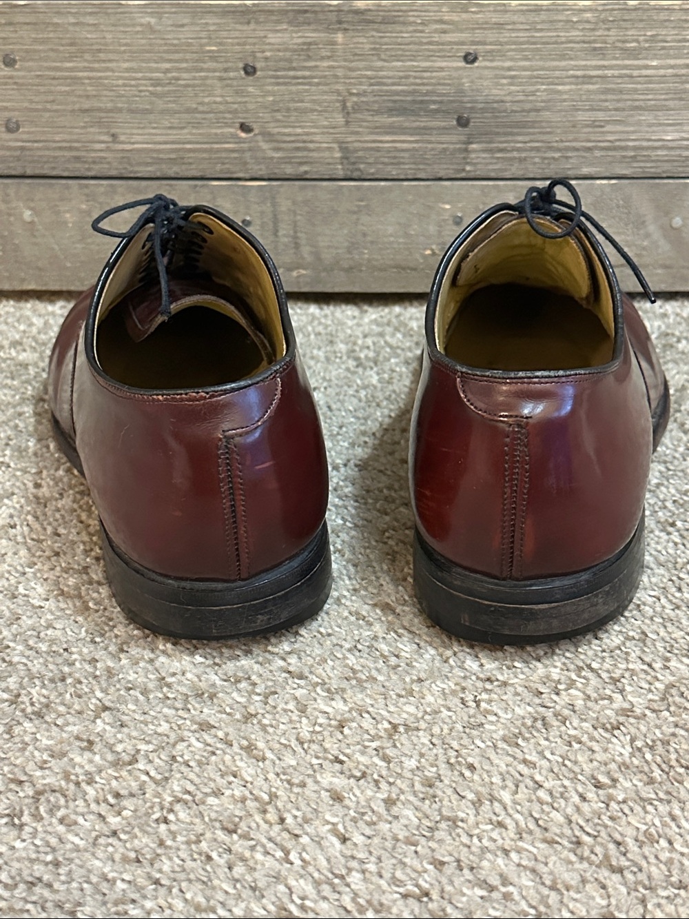 Johnston & Murphy Oxblood Cap Toe Leather Dress Shoes Made in USA Mens Size 10.5 - Picture 3 of 11
